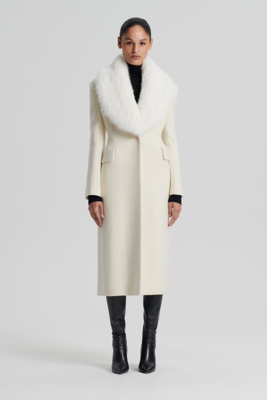 Coats | Women Scanlan Theodore FAUX FUR COLLAR COAT Creme