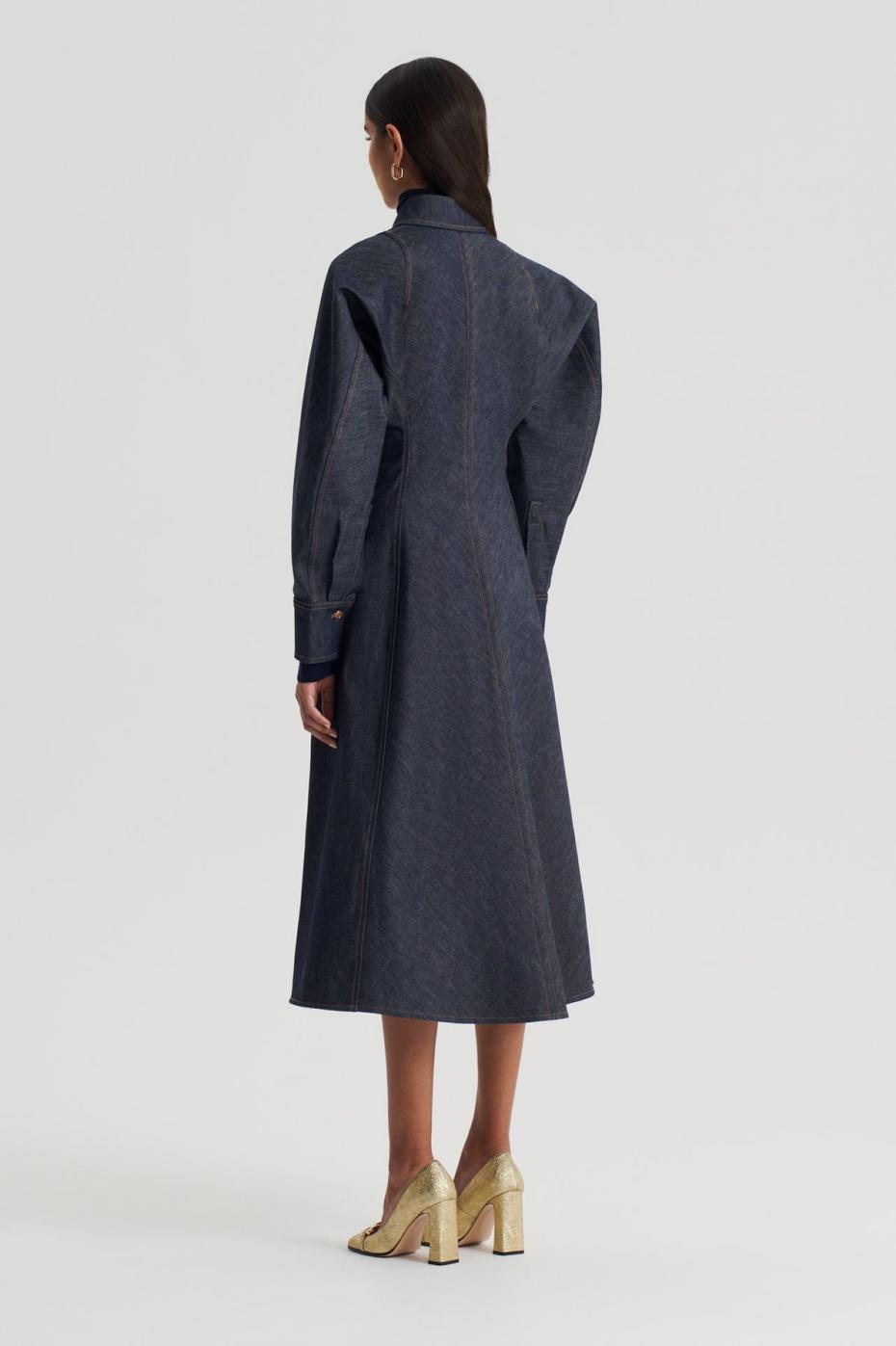 Denim | Women Scanlan Theodore DENIM COCOON SLEEVE MIDI DRESS Indigo B