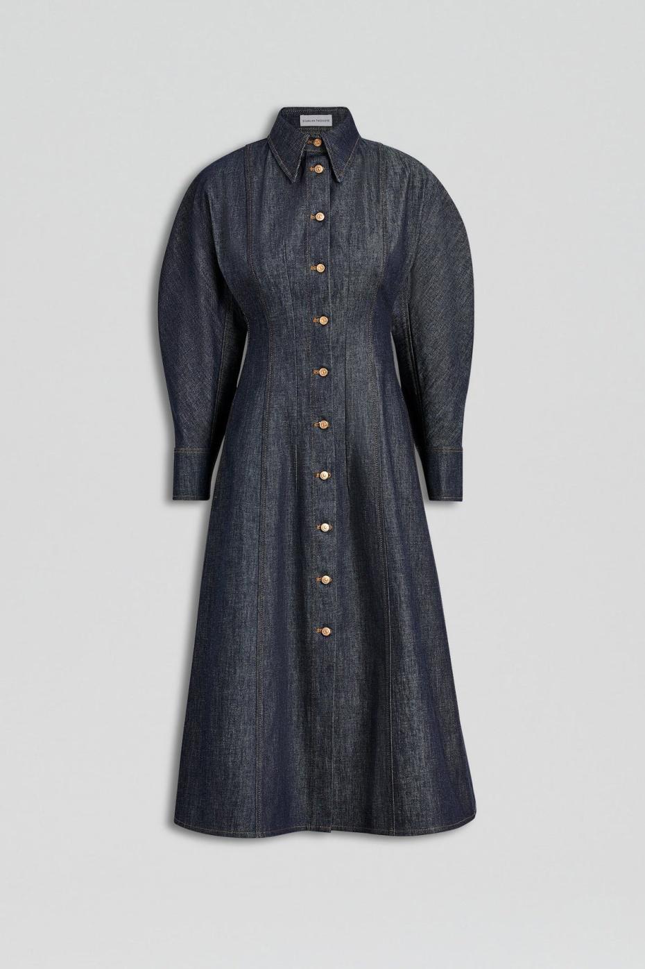 Denim | Women Scanlan Theodore DENIM COCOON SLEEVE MIDI DRESS Indigo B