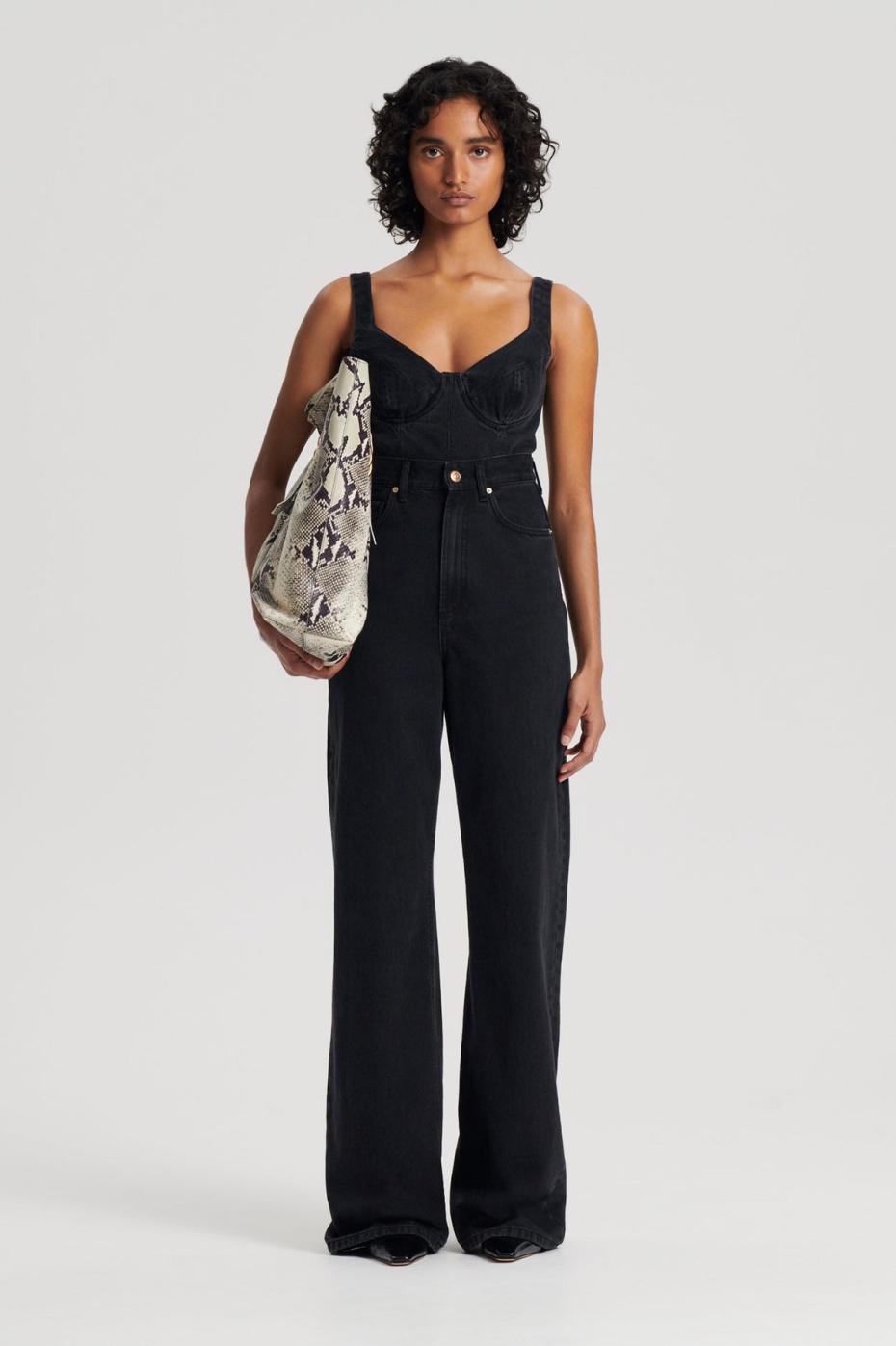 Denim | Women Scanlan Theodore DENIM DRAPE LEG JEAN Washed.black.g