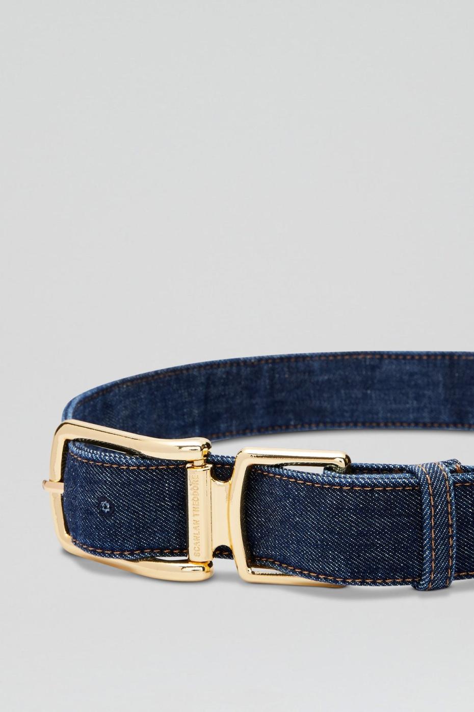 Denim | Women Scanlan Theodore DENIM GOLD BUCKLE BELT Indigo.b