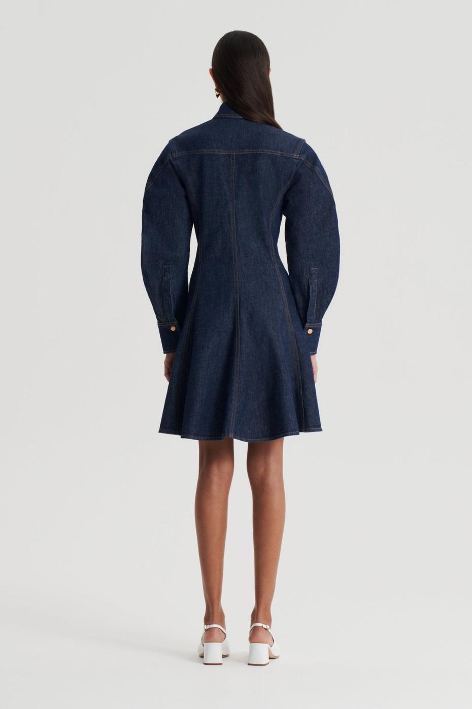 Denim | Women Scanlan Theodore DENIM MINI DRESS Indigo.b
