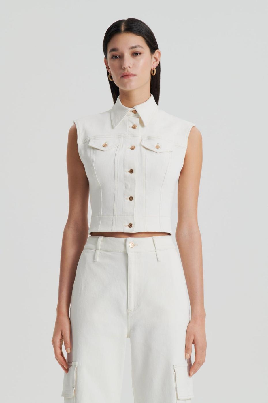 Denim | Women Scanlan Theodore DENIM SLEEVELESS SHIRT Natural.11.5