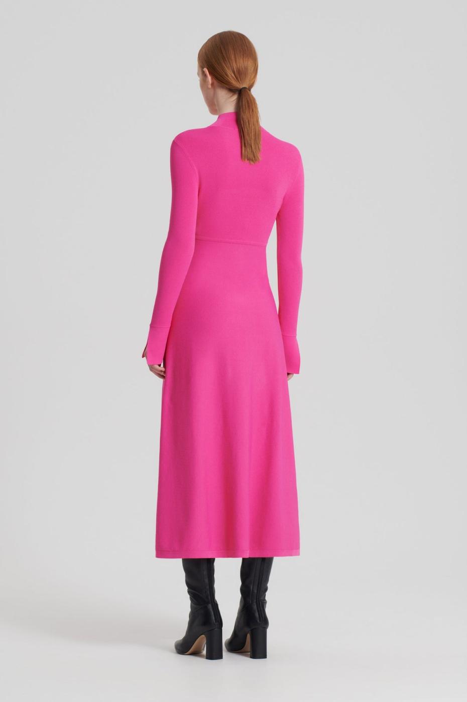 Dresses | Women Scanlan Theodore CREPE KNIT BUTTON POLO DRESS Fuchsia