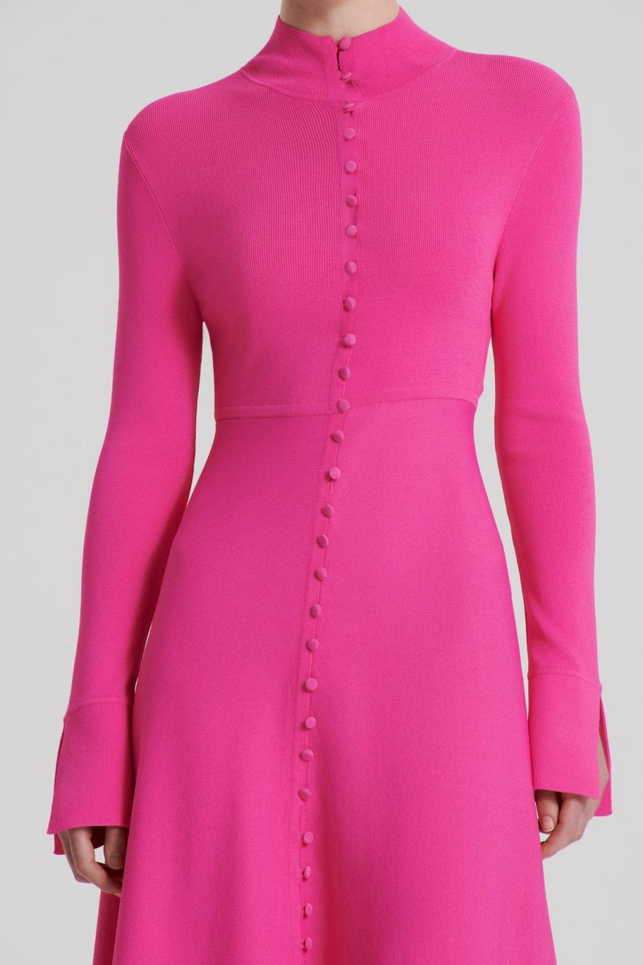 Dresses | Women Scanlan Theodore CREPE KNIT BUTTON POLO DRESS Fuchsia