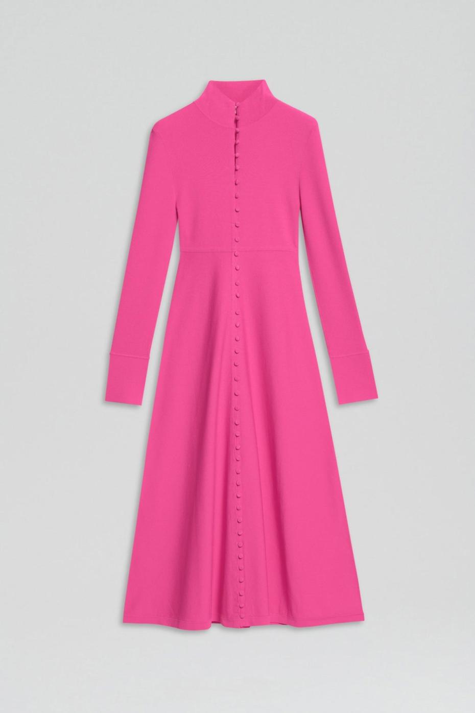 Dresses | Women Scanlan Theodore CREPE KNIT BUTTON POLO DRESS Fuchsia
