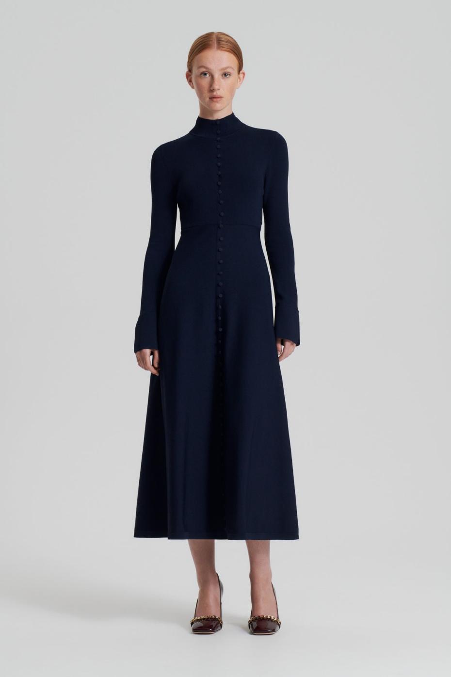 Dresses | Women Scanlan Theodore CREPE KNIT BUTTON POLO DRESS Navy