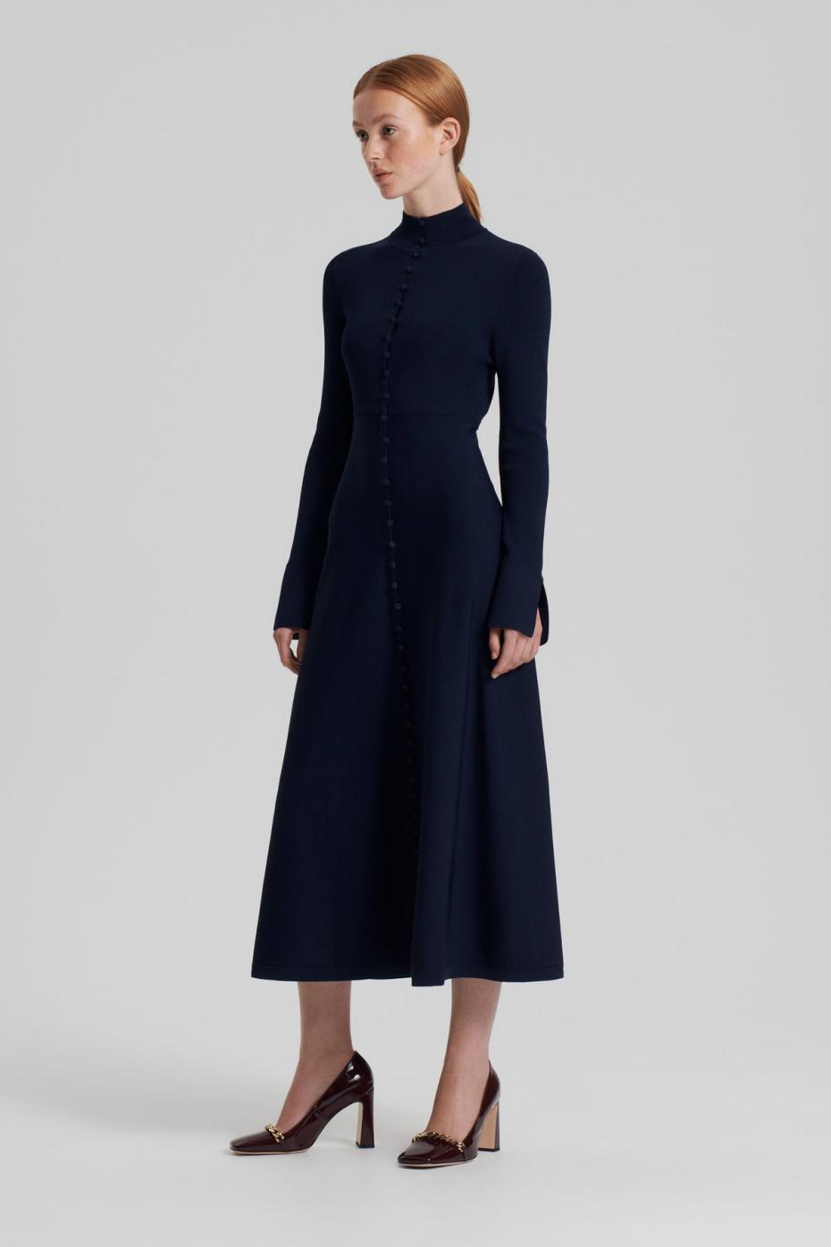 Dresses | Women Scanlan Theodore CREPE KNIT BUTTON POLO DRESS Navy