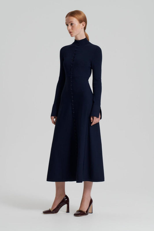Dresses | Women Scanlan Theodore CREPE KNIT BUTTON POLO DRESS Navy