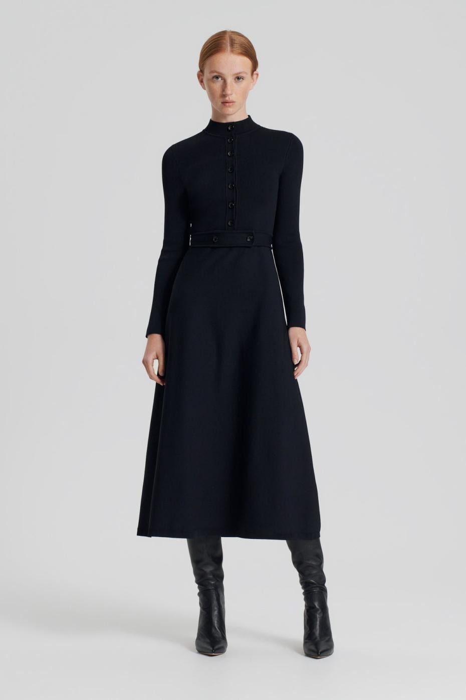 Dresses | Women Scanlan Theodore CREPE KNIT BUTTON SOFT DRESS Black