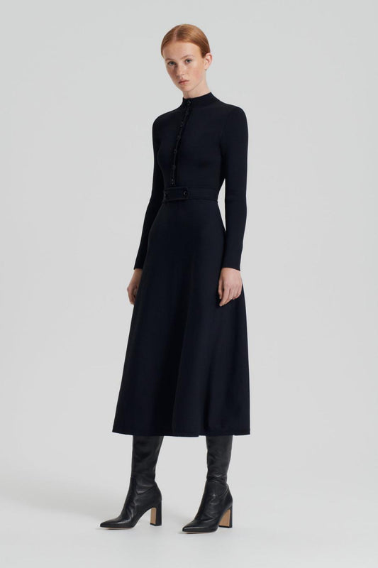 Dresses | Women Scanlan Theodore CREPE KNIT BUTTON SOFT DRESS Black