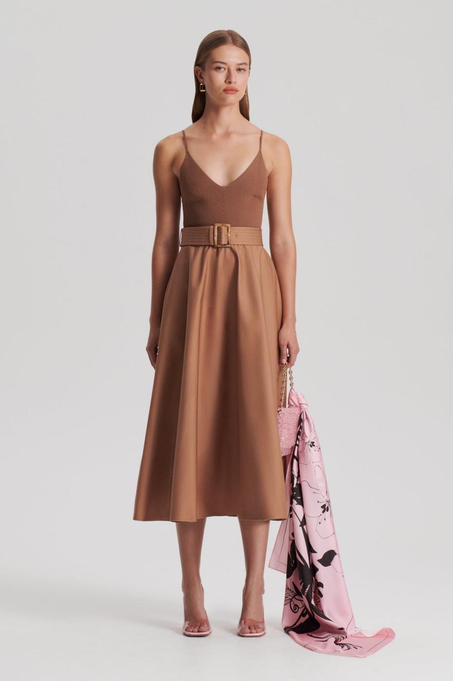 Dresses | Women Scanlan Theodore CREPE KNIT CAMISOLE COTTON DRESS Almond