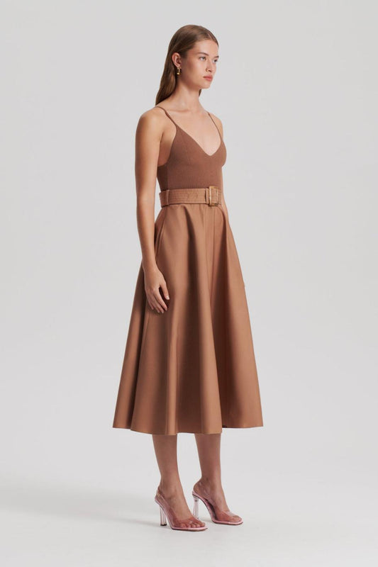 Dresses | Women Scanlan Theodore CREPE KNIT CAMISOLE COTTON DRESS Almond