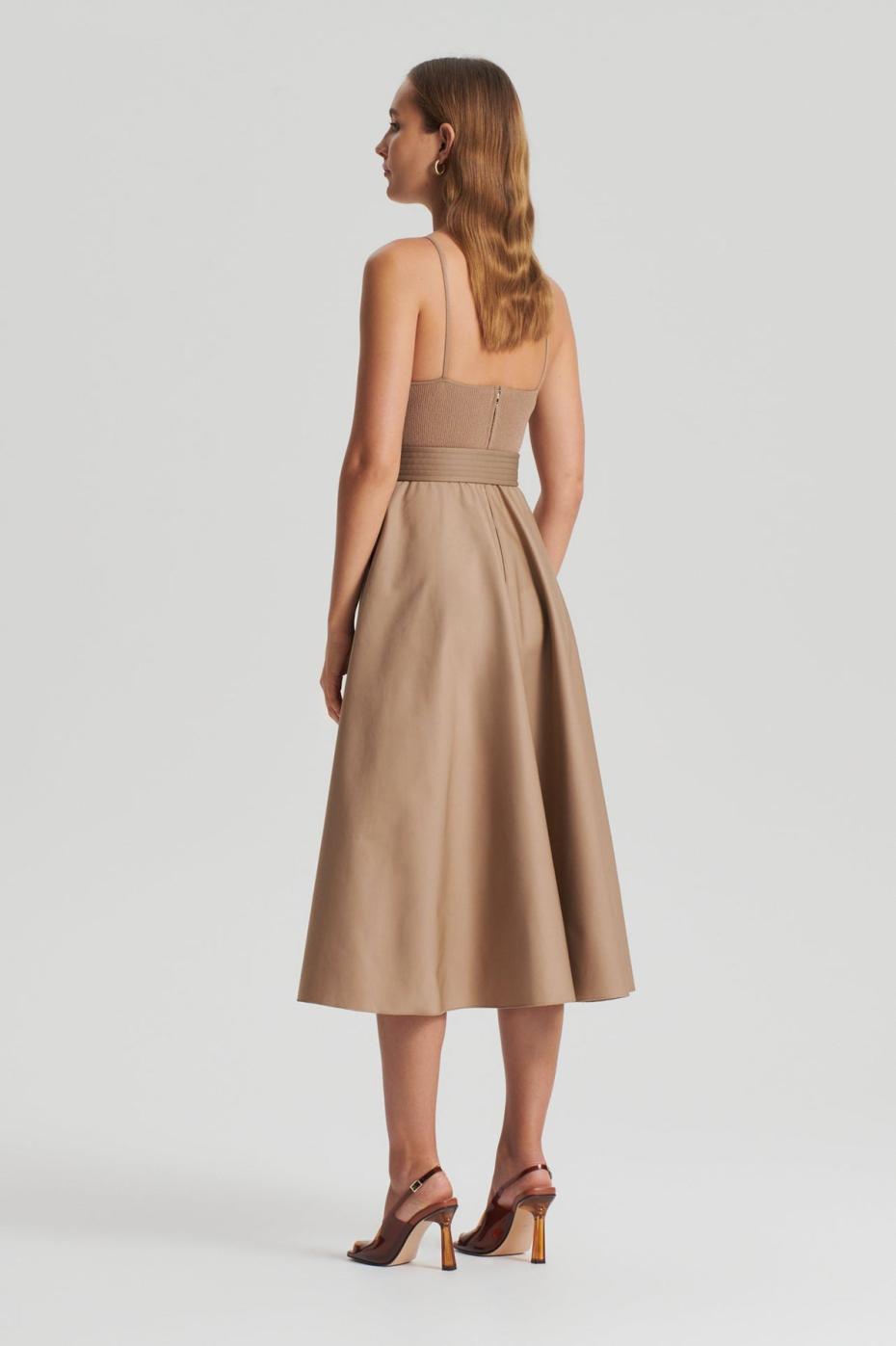Dresses | Women Scanlan Theodore CREPE KNIT CAMISOLE COTTON DRESS Camel