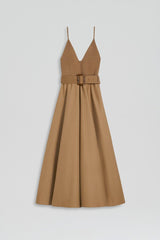 Dresses | Women Scanlan Theodore CREPE KNIT CAMISOLE COTTON DRESS Camel