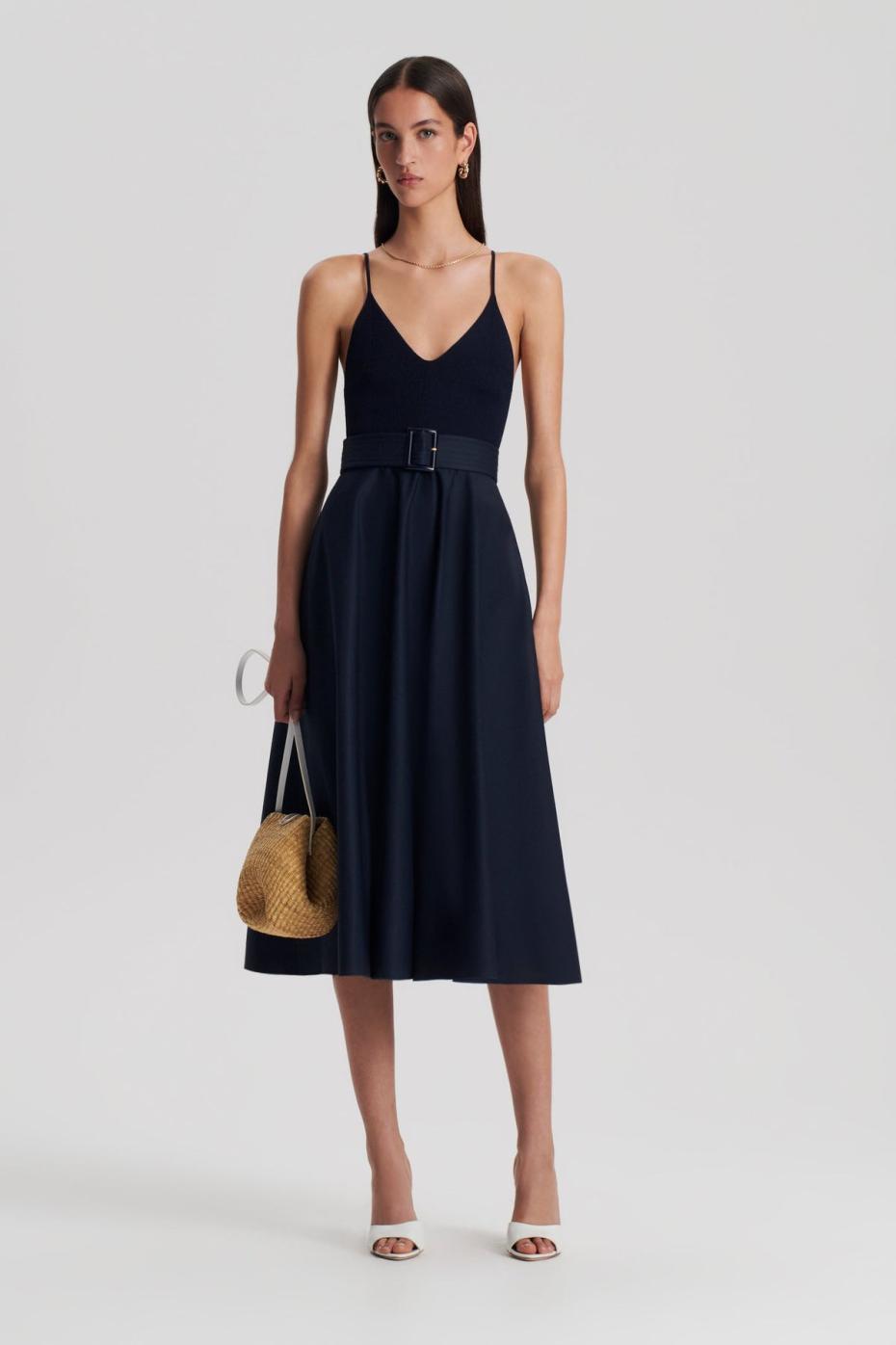 Dresses | Women Scanlan Theodore CREPE KNIT CAMISOLE COTTON DRESS Navy