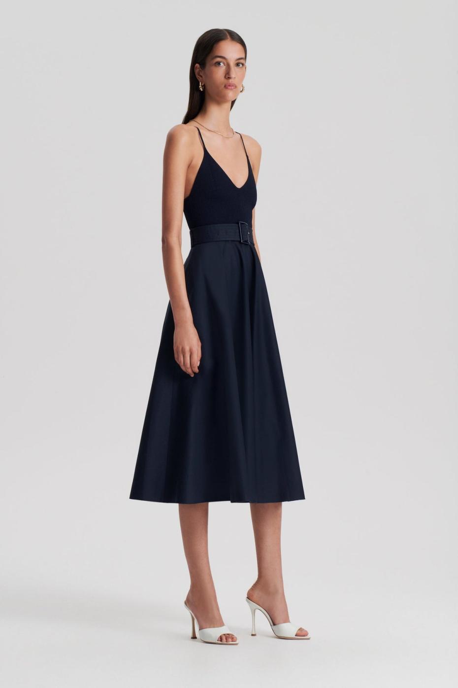 Dresses | Women Scanlan Theodore CREPE KNIT CAMISOLE COTTON DRESS Navy
