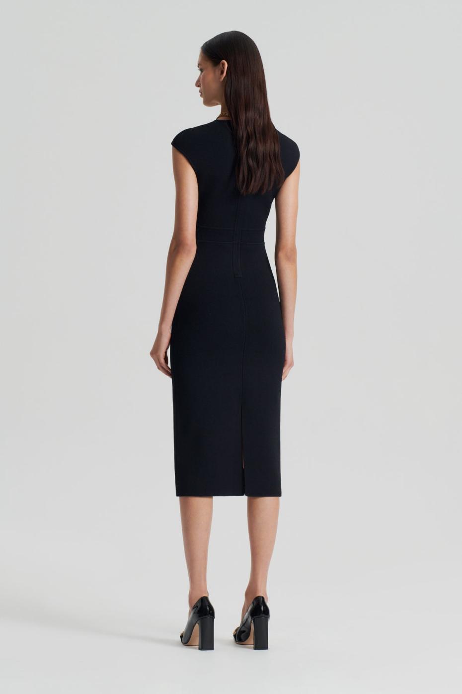 Dresses | Women Scanlan Theodore CREPE KNIT CAP SLEEVE DRESS Black