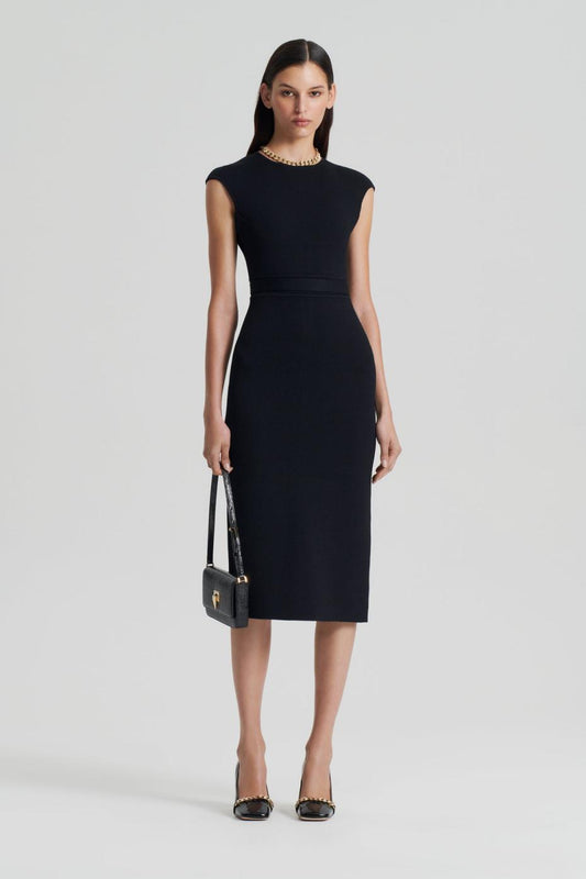 Dresses | Women Scanlan Theodore CREPE KNIT CAP SLEEVE DRESS Black