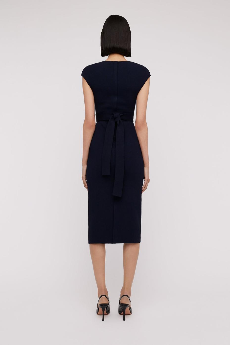 Dresses | Women Scanlan Theodore CREPE KNIT CAP SLEEVE DRESS Navy