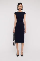 Dresses | Women Scanlan Theodore CREPE KNIT CAP SLEEVE DRESS Navy