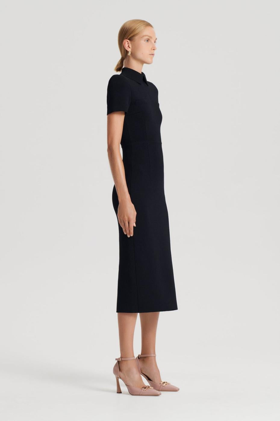 Dresses | Women Scanlan Theodore CREPE KNIT COLLAR DRESS Black