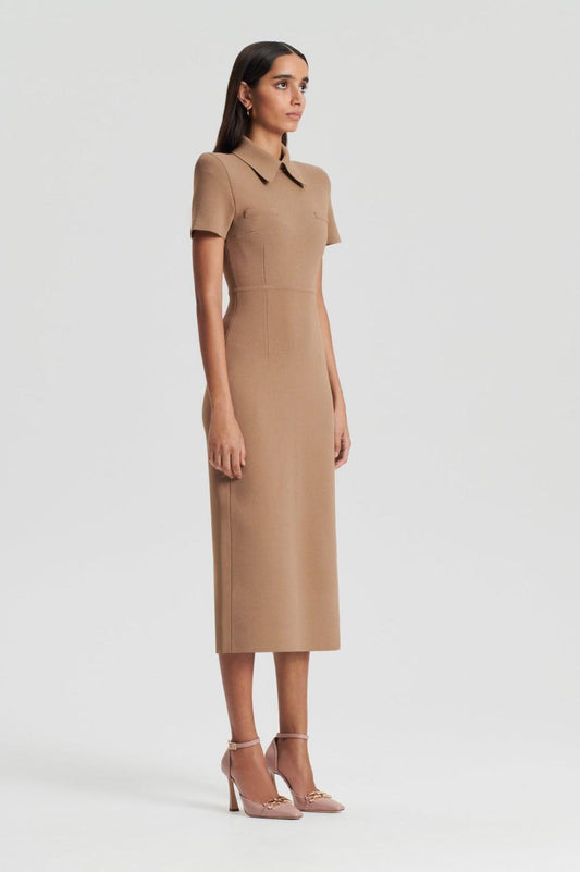 Dresses | Women Scanlan Theodore CREPE KNIT COLLAR DRESS Camel