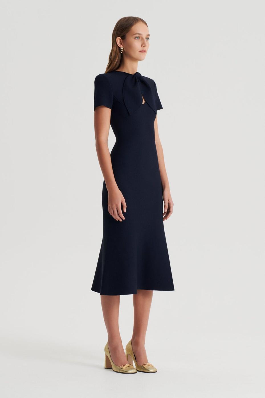 Dresses | Women Scanlan Theodore CREPE KNIT CRAVAT DRESS Navy