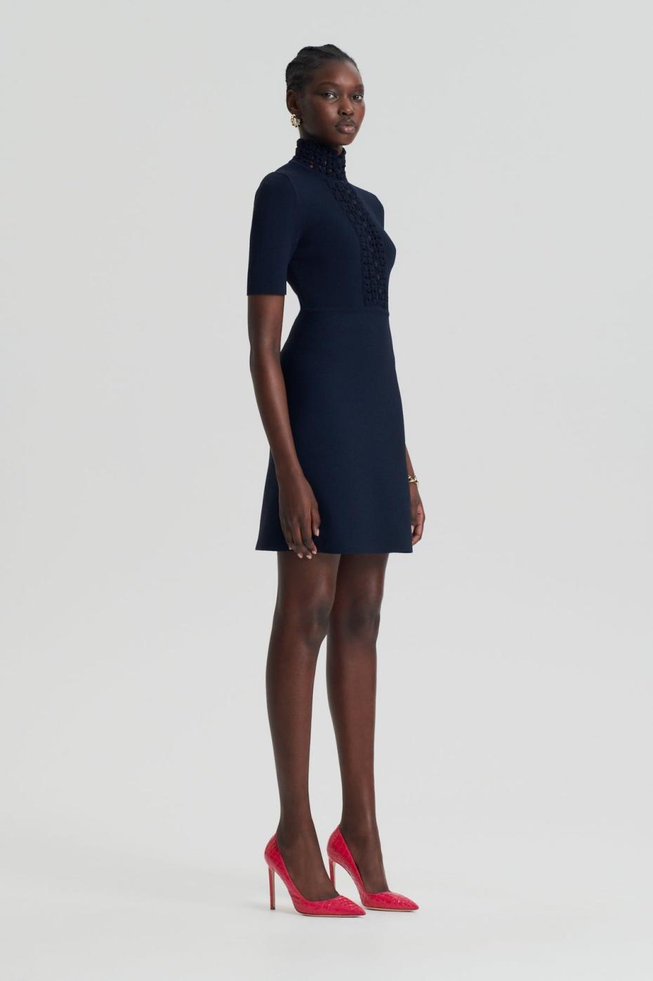 Dresses | Women Scanlan Theodore CREPE KNIT DAISY MINI DRESS Navy