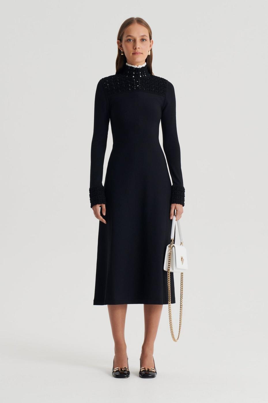 Dresses | Women Scanlan Theodore CREPE KNIT DAISY POLO DRESS Black