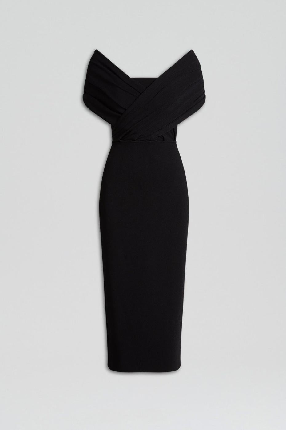 Dresses | Women Scanlan Theodore CREPE KNIT DRAPE SHOULDER DRESS Black