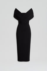 Dresses | Women Scanlan Theodore CREPE KNIT DRAPE SHOULDER DRESS Black