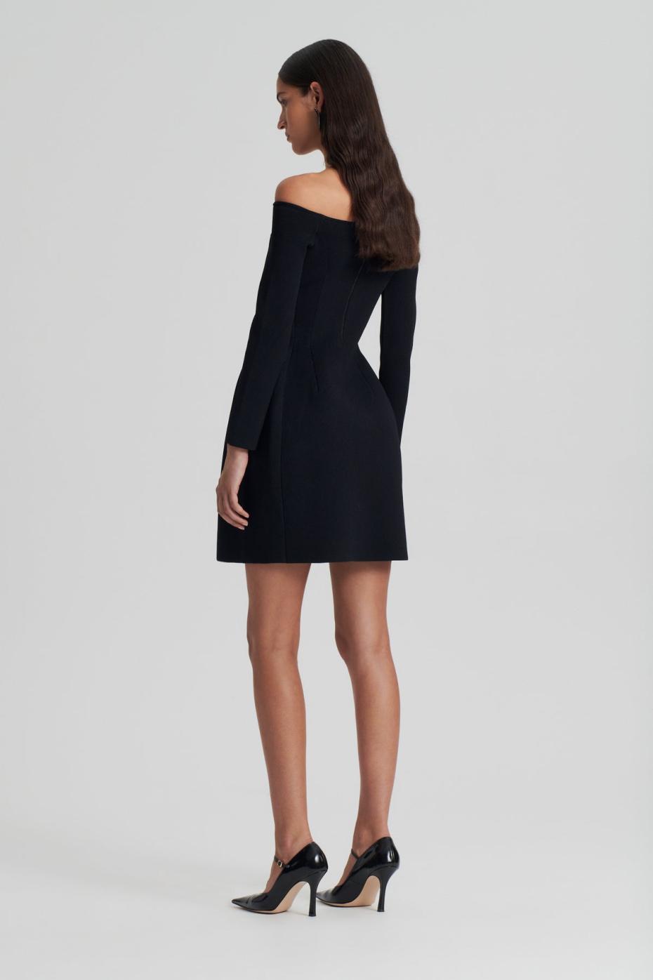 Dresses | Women Scanlan Theodore CREPE KNIT LS PEPLUM DRESS Black