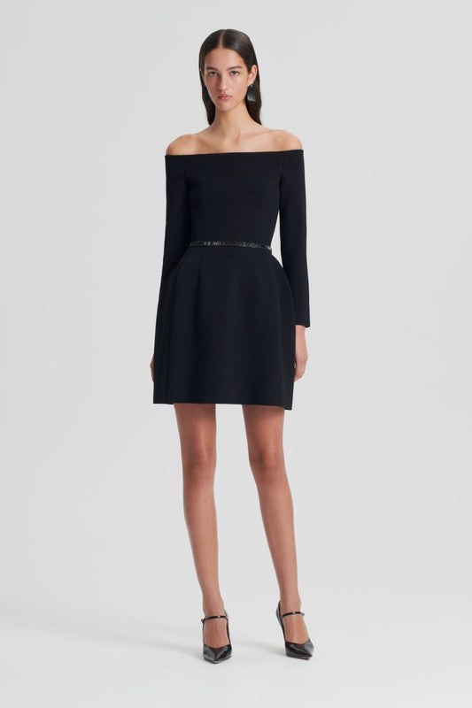 Dresses | Women Scanlan Theodore CREPE KNIT LS PEPLUM DRESS Black