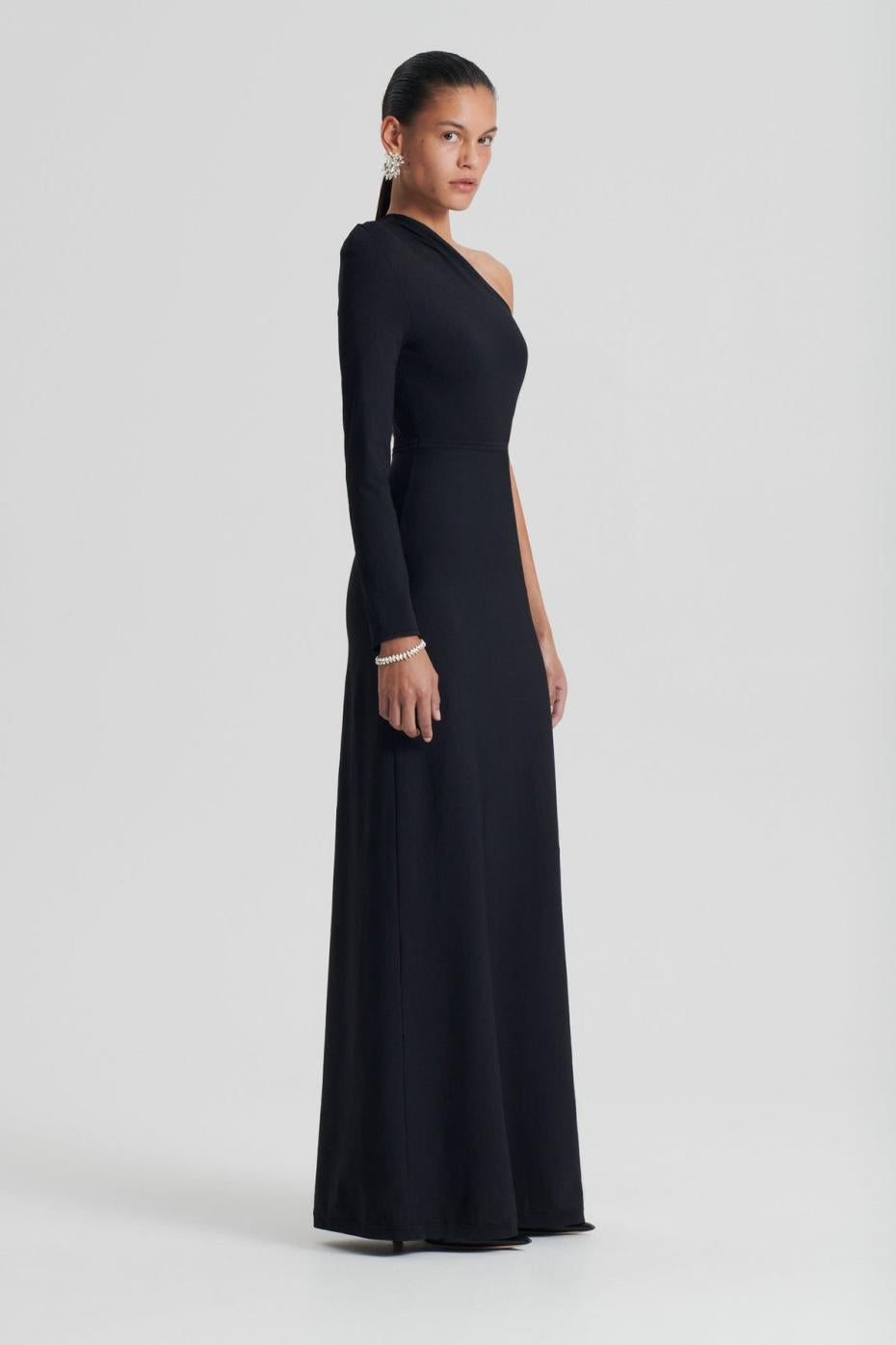 Dresses | Women Scanlan Theodore CREPE KNIT ONE SHOULDER GOWN Black