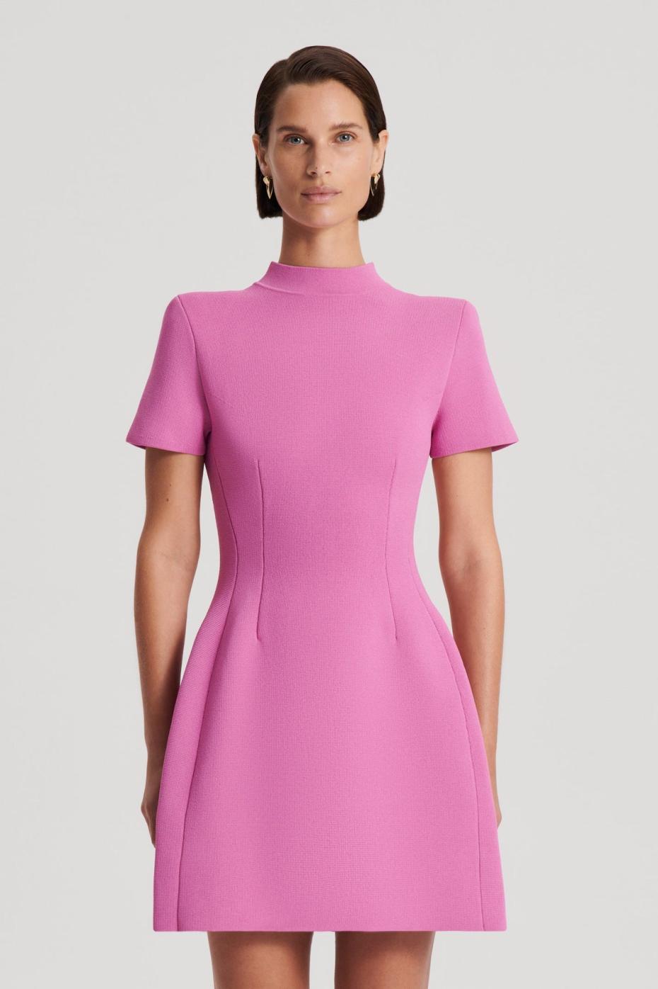Dresses | Women Scanlan Theodore CREPE KNIT PEPLUM DRESS Peony
