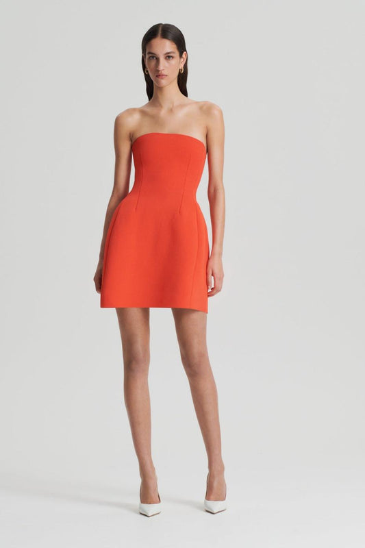 Dresses | Women Scanlan Theodore CREPE KNIT PEPLUM STRAPLESS DRESS Crayon