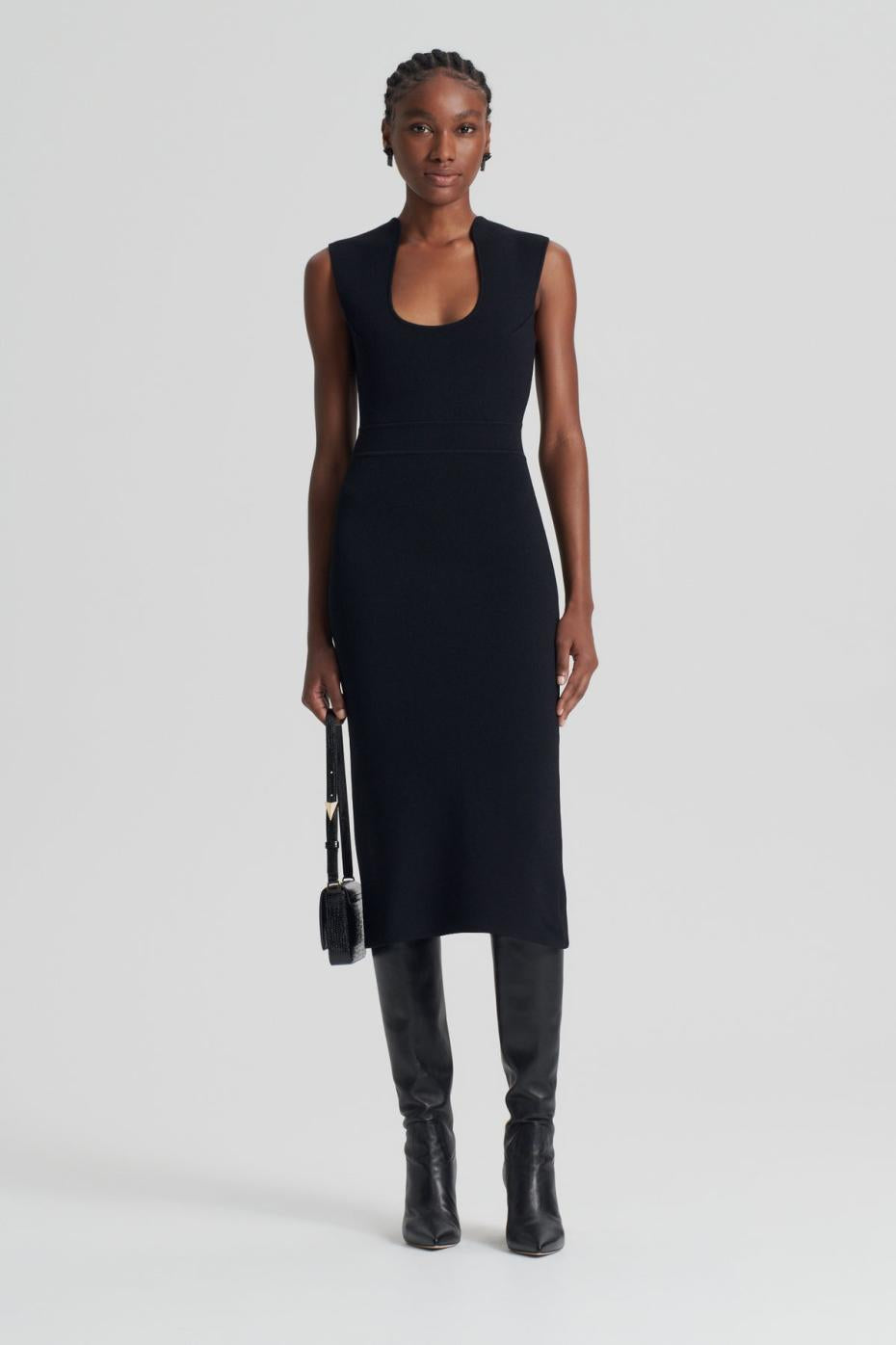 Dresses | Women Scanlan Theodore CREPE KNIT SCOOP NECK DRESS Black