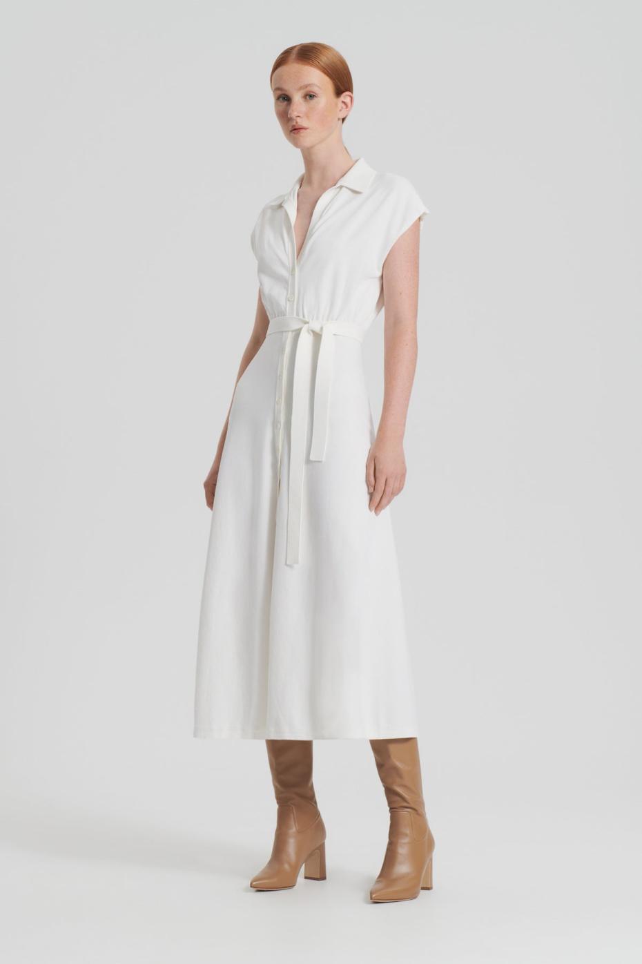 Dresses | Women Scanlan Theodore CREPE KNIT SHIRT DRESS Cream