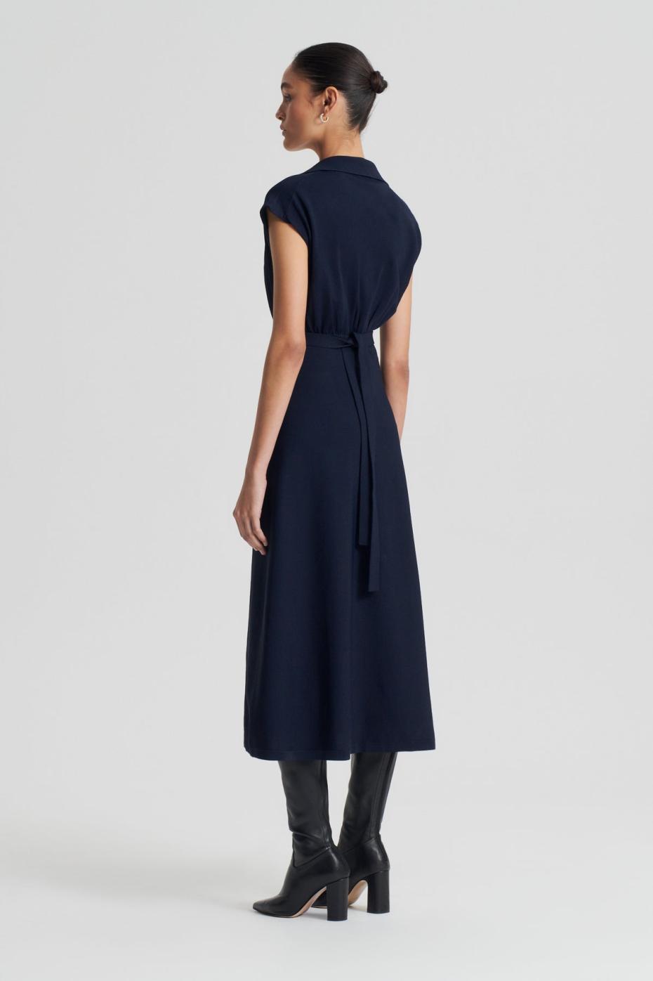 Dresses | Women Scanlan Theodore CREPE KNIT SHIRT DRESS Navy