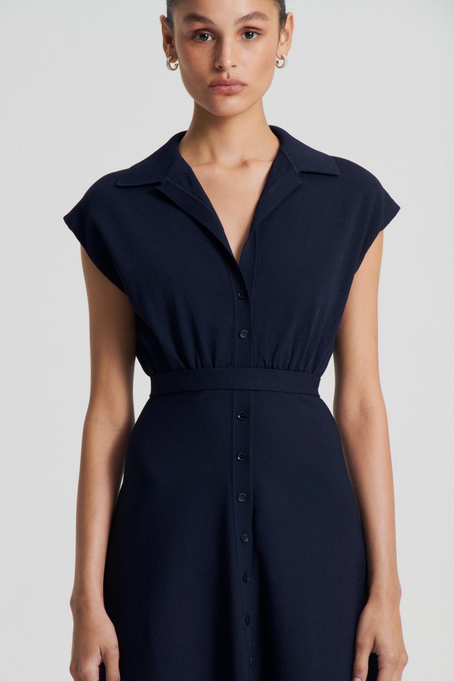 Dresses | Women Scanlan Theodore CREPE KNIT SHIRT DRESS Navy