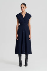 Dresses | Women Scanlan Theodore CREPE KNIT SHIRT DRESS Navy