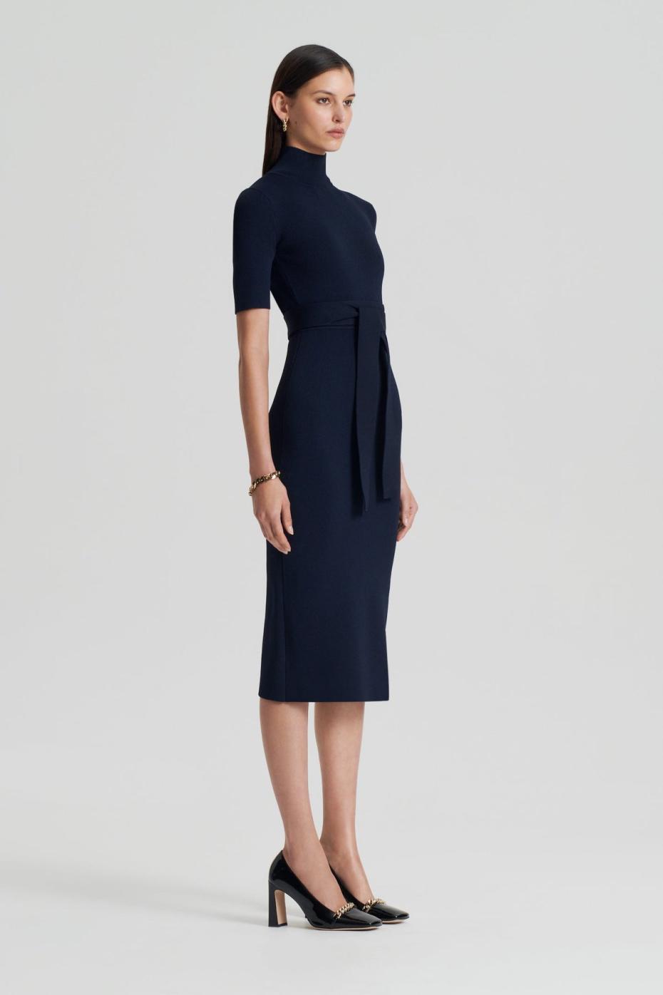 Dresses | Women Scanlan Theodore CREPE KNIT SHORT SLEEVE POLO DRESS Navy