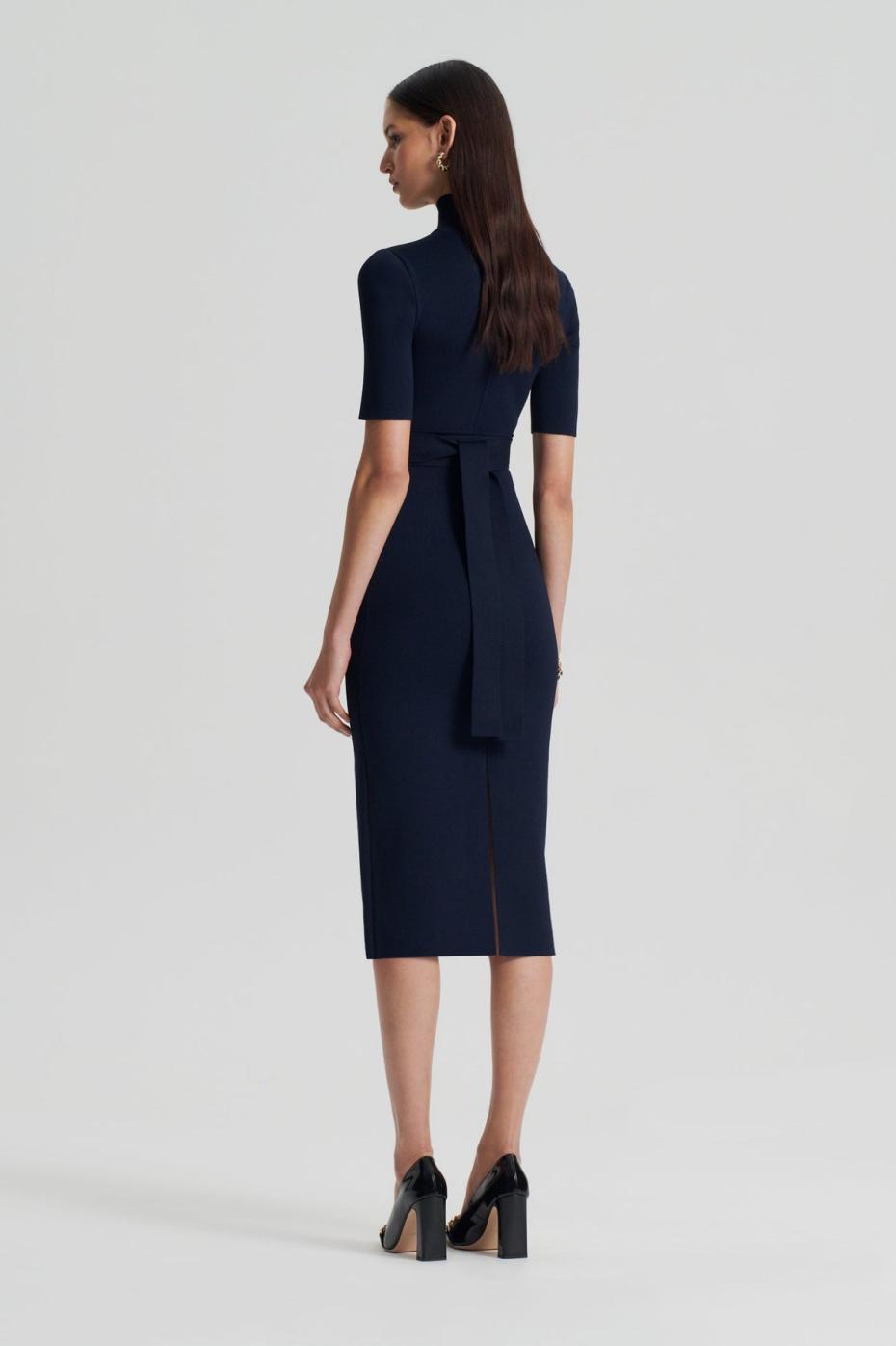 Dresses | Women Scanlan Theodore CREPE KNIT SHORT SLEEVE POLO DRESS Navy