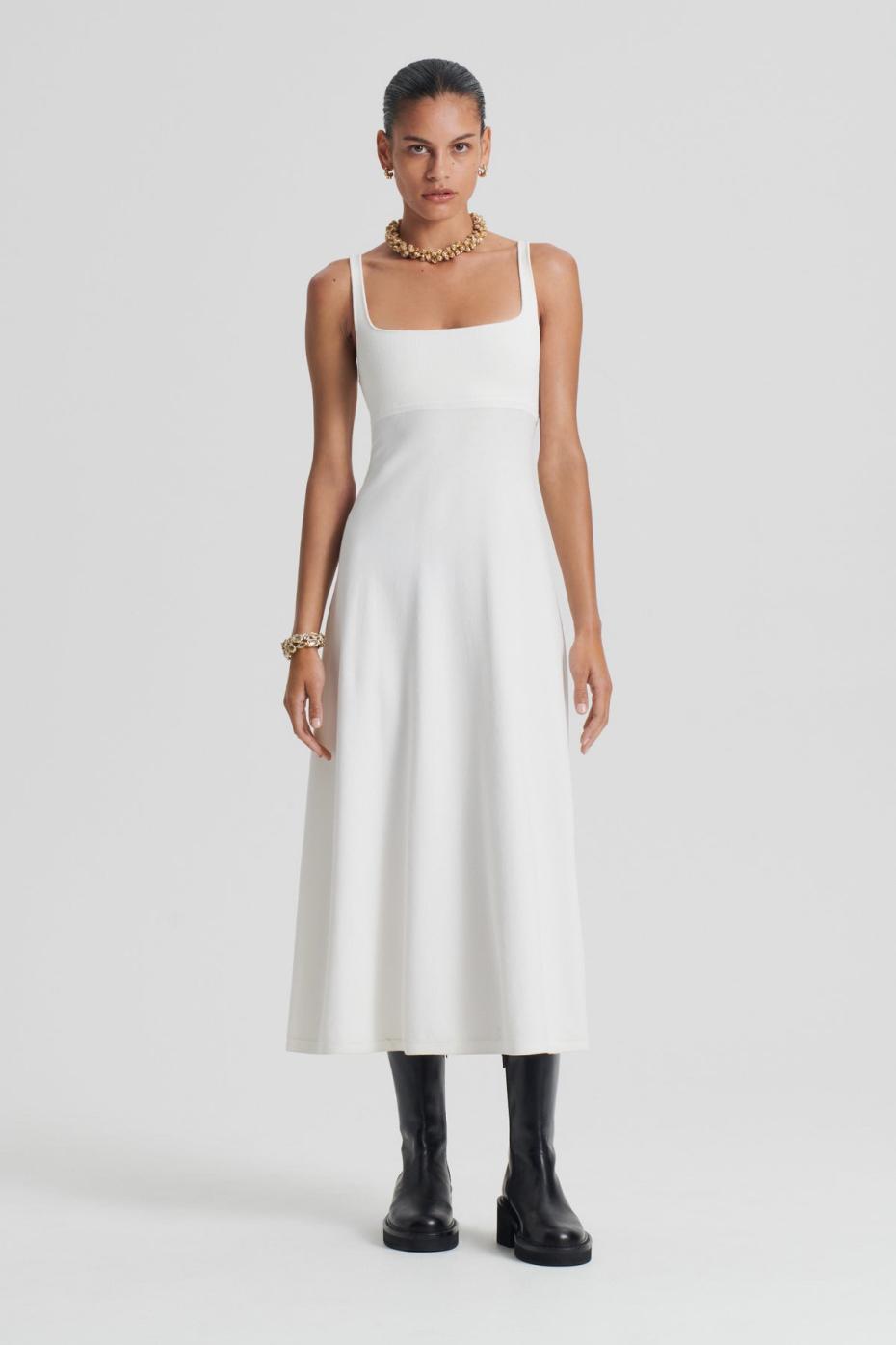 Dresses | Women Scanlan Theodore CREPE KNIT SQUARE NECK DRESS Cream