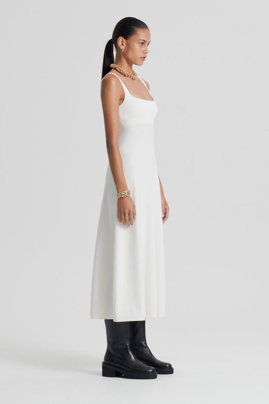 Dresses | Women Scanlan Theodore CREPE KNIT SQUARE NECK DRESS Cream