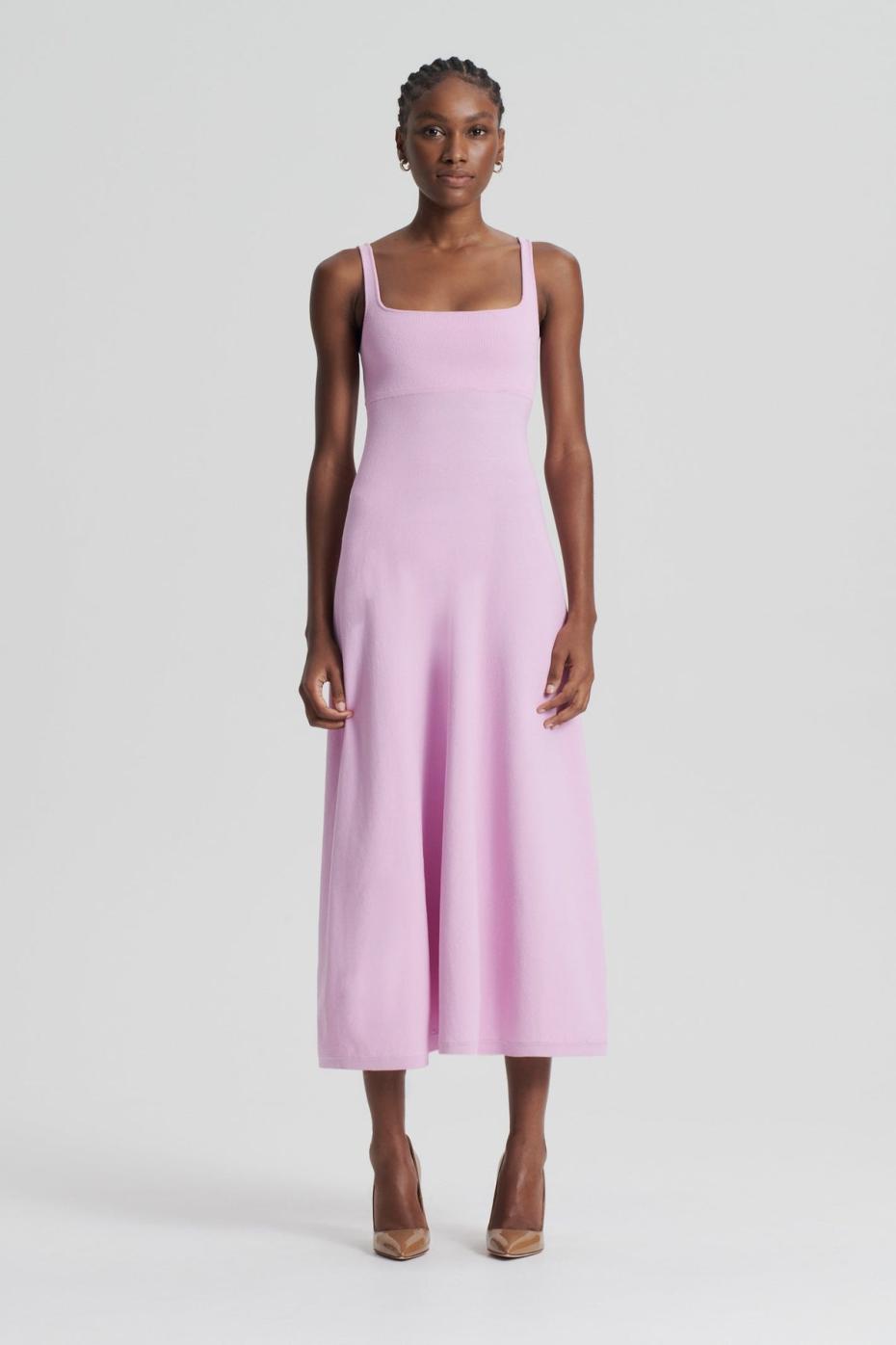 Dresses | Women Scanlan Theodore CREPE KNIT SQUARE NECK DRESS Mauve
