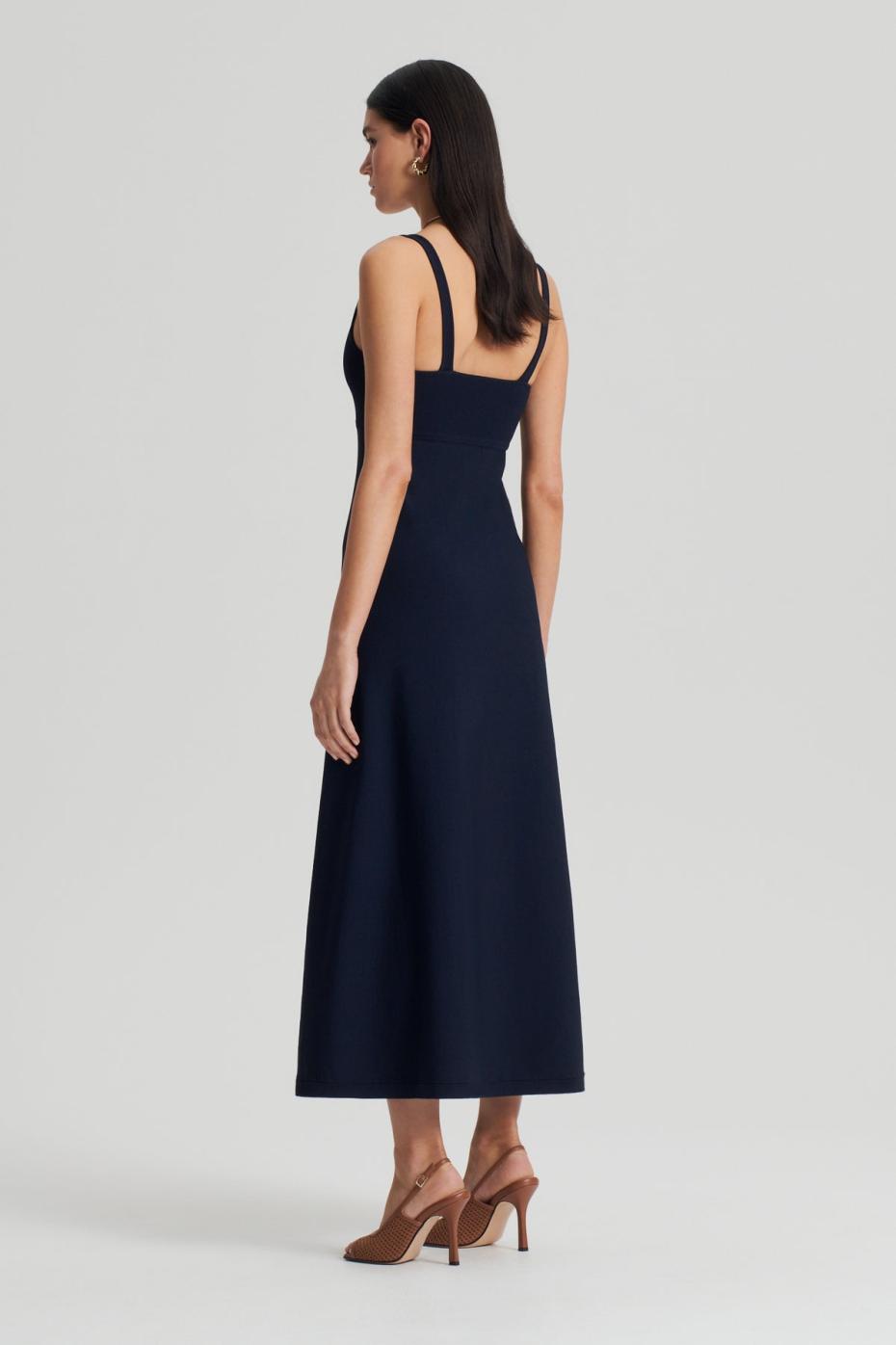 Dresses | Women Scanlan Theodore CREPE KNIT SQUARE NECK DRESS Navy