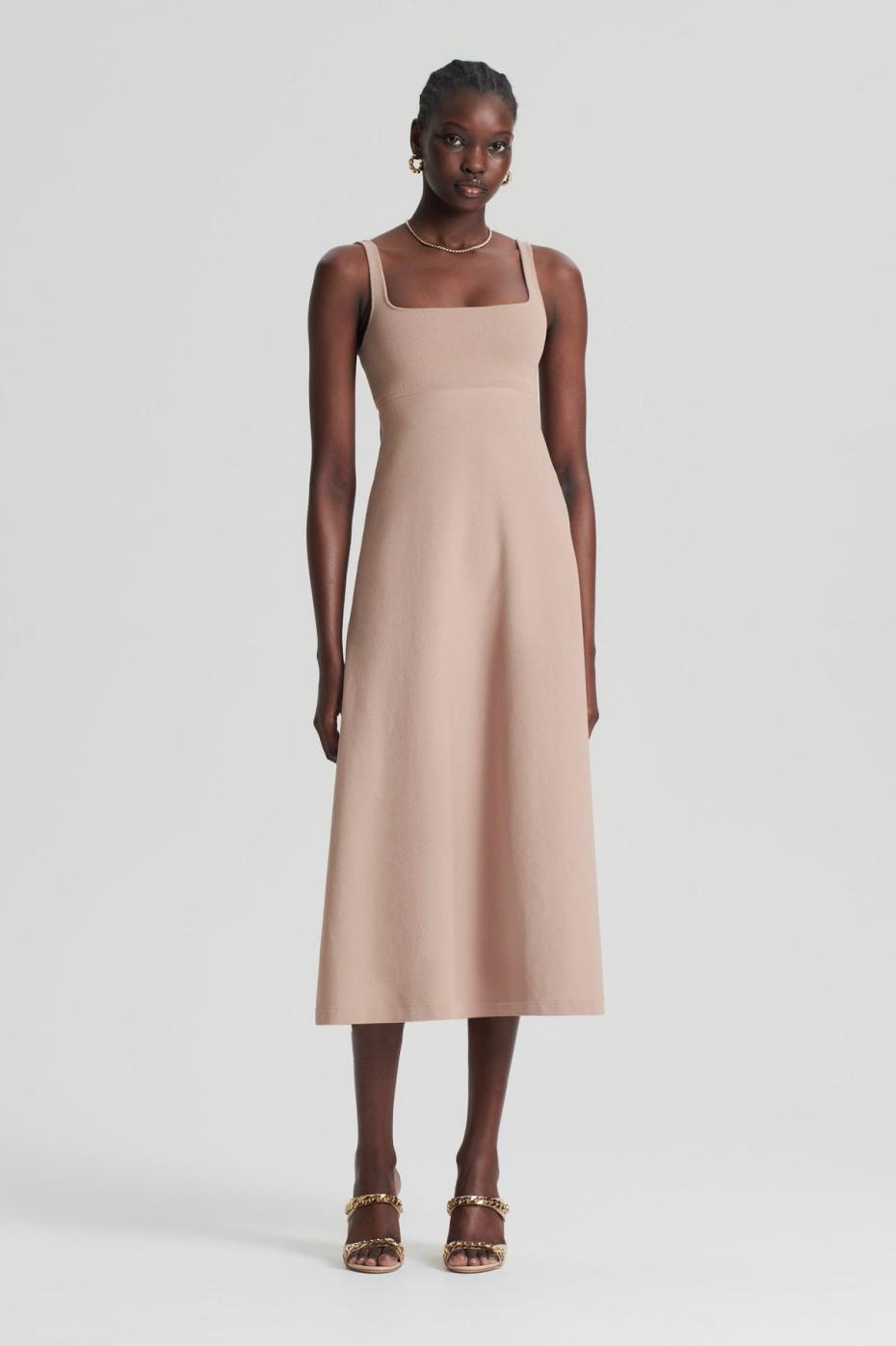 Dresses | Women Scanlan Theodore CREPE KNIT SQUARE NECK DRESS Oat