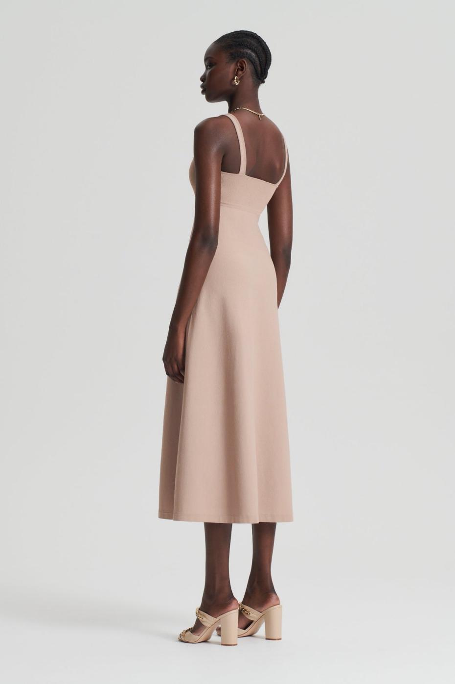 Dresses | Women Scanlan Theodore CREPE KNIT SQUARE NECK DRESS Oat